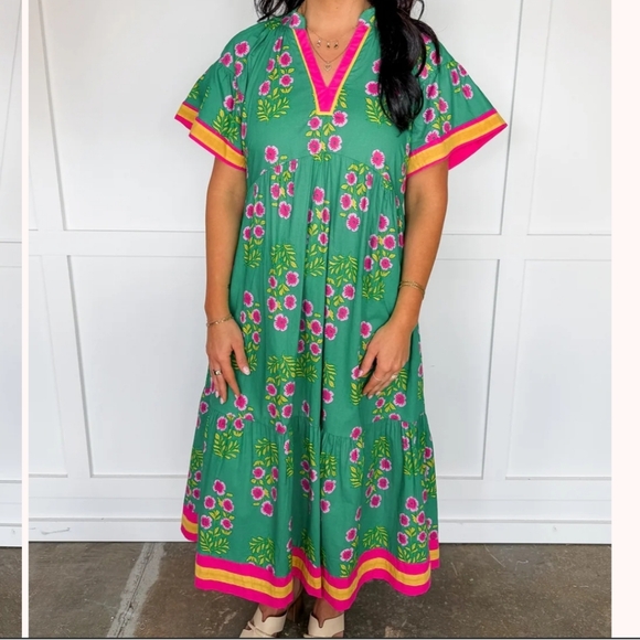 Spring Green Floral Midi Dress-NWT - Picture 5 of 8